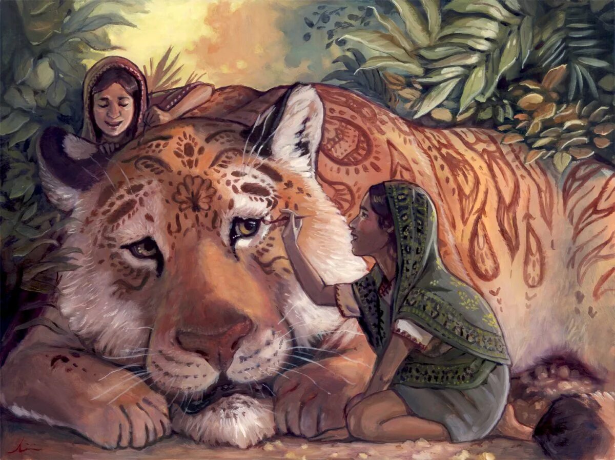 Тигр лев и медведь. Девушка с тигром фэнтези. Тигр и медведь. Девочка и Лев. Медведь и тигр арт.