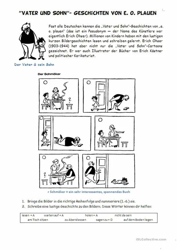 Mit der vater. Geschichte im perfekt schreiben arbeitsblätter немецкий язык. bildergeschichten. vater. die bildergeschichte  перевод с немецкого на русский.