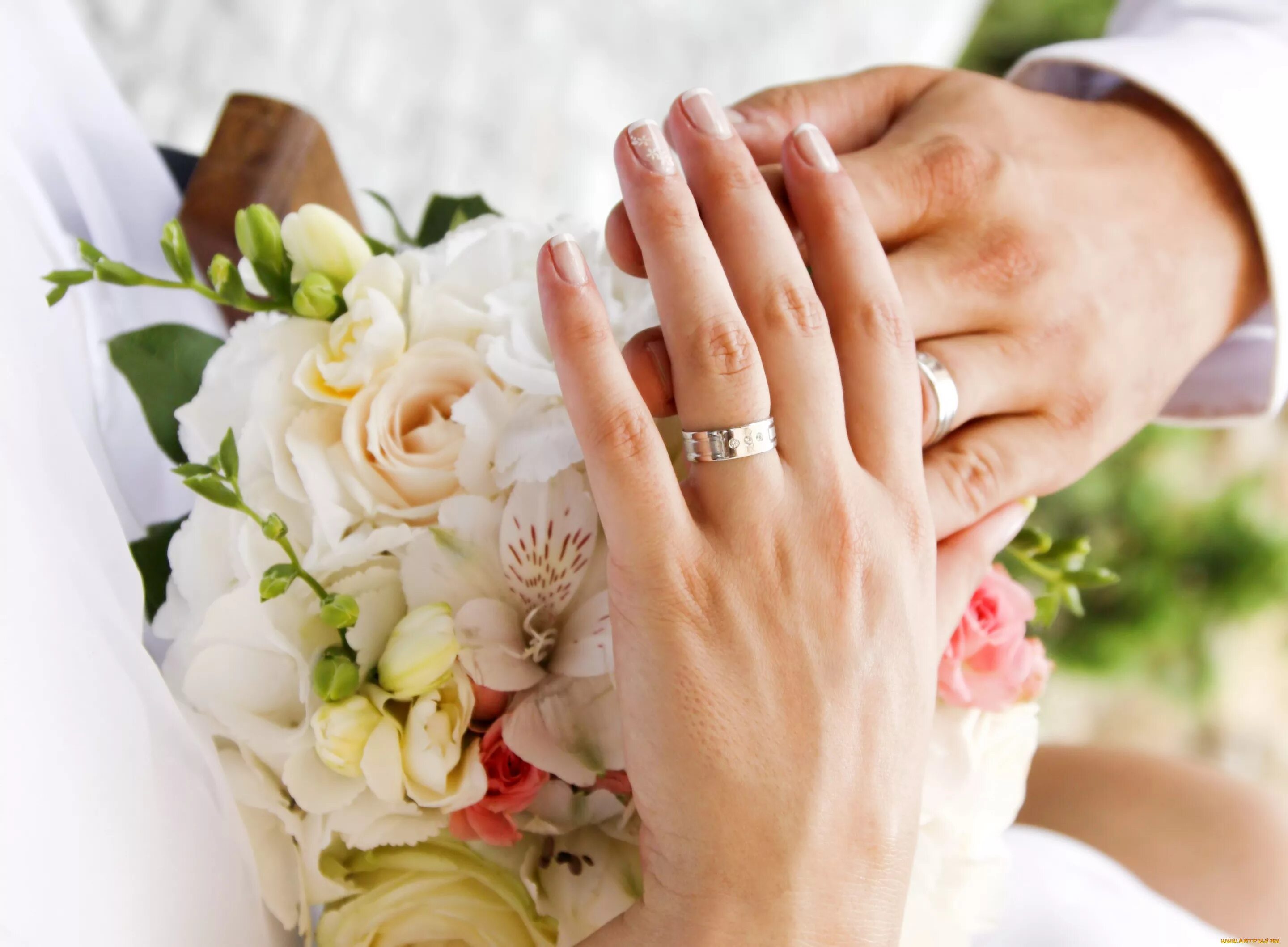 Свадебные кольца на руках. Руки молодоженов с кольцами. Свадьба руки с кольцами. Свадебный букет и кольца.
