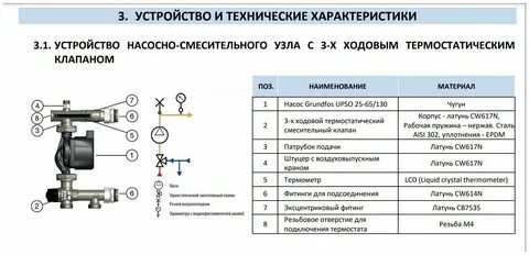 Размеры смесительных узлов
