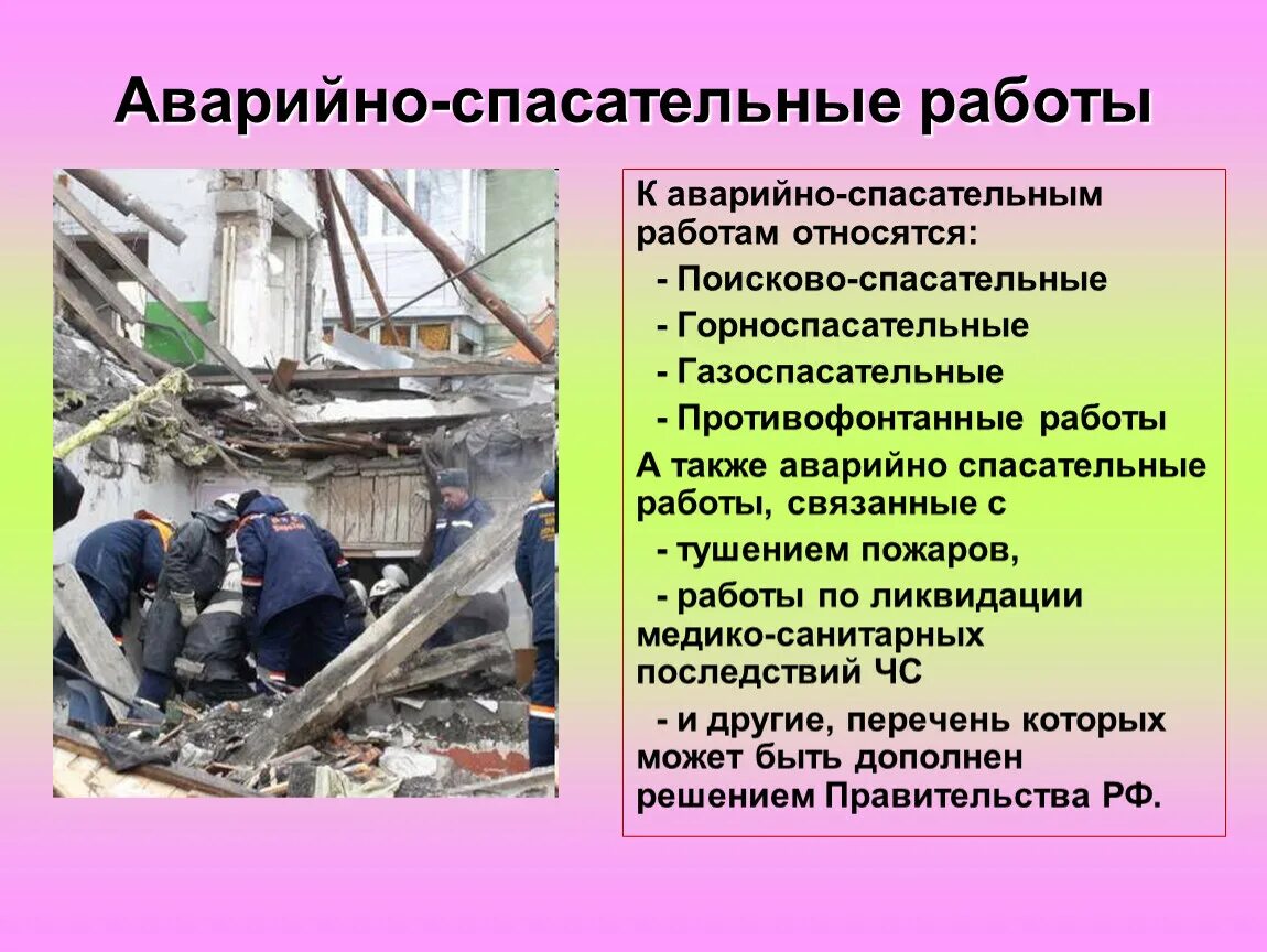 Организация работ в зоне чс. К аварийно-спасательным работам относятся. Организация проведения спасательных работ. Спасательные работы. Виды аварийных работ.