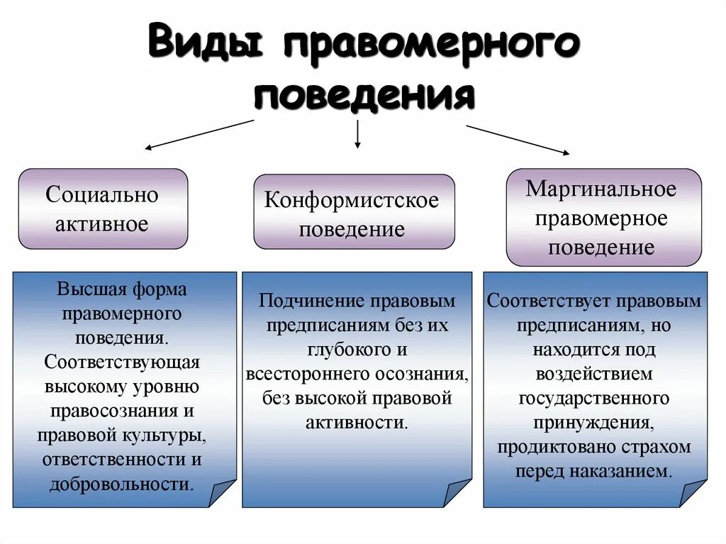 Определенных рамок поведения общества. Основные типы правомерного поведения. Характеристика правомерного поведения. Типология правомерного поведения. Правомерное поведение понятие и виды.