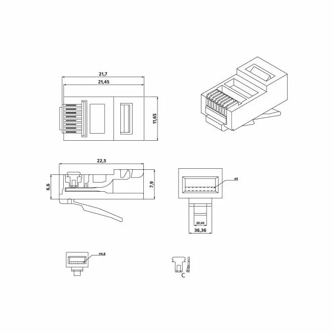 Plug 8p8c u c5 sh. Hyperline розетка RJ-45. Разъем RJ-45 Hyperline Plug-8p8c-u-c5. Коннектор Hyperline rj45 6a. Hyperline Plug-8p8c-UV-c6a-sh-50 монтаж.