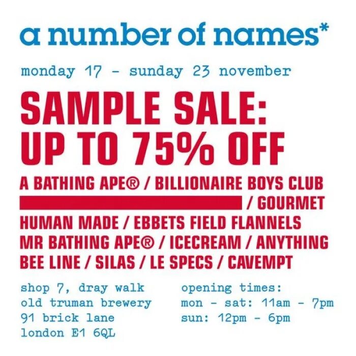 Sample name. Sample sale. sale by sample.