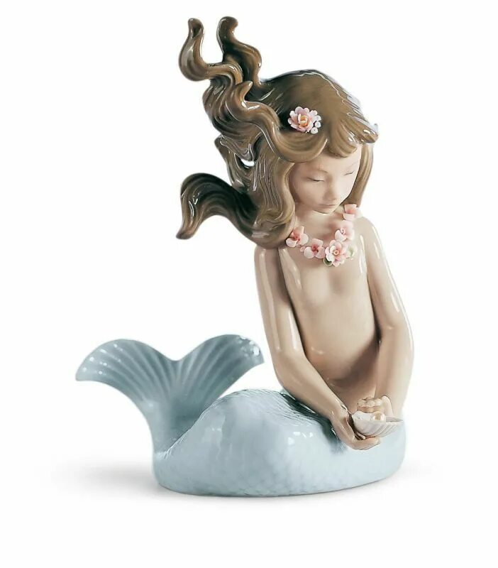 Статуэтка русалка. Lladro купидон. фарфоровая русалка. сирена статуэтка. кукла русалка фарфор.