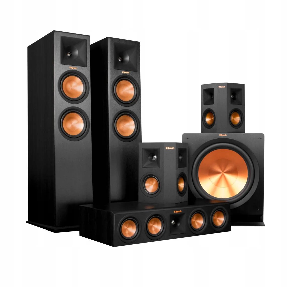 Динамик для домашнего кинотеатра. Комплект акустики Klipsch Rp-280. Комплект акустики Klipsch Rp-260. Акустические системы 5.1 Klipsch. Klipsch Rp-280f ebony.