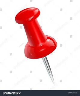 Red push pin isolated, vector. 