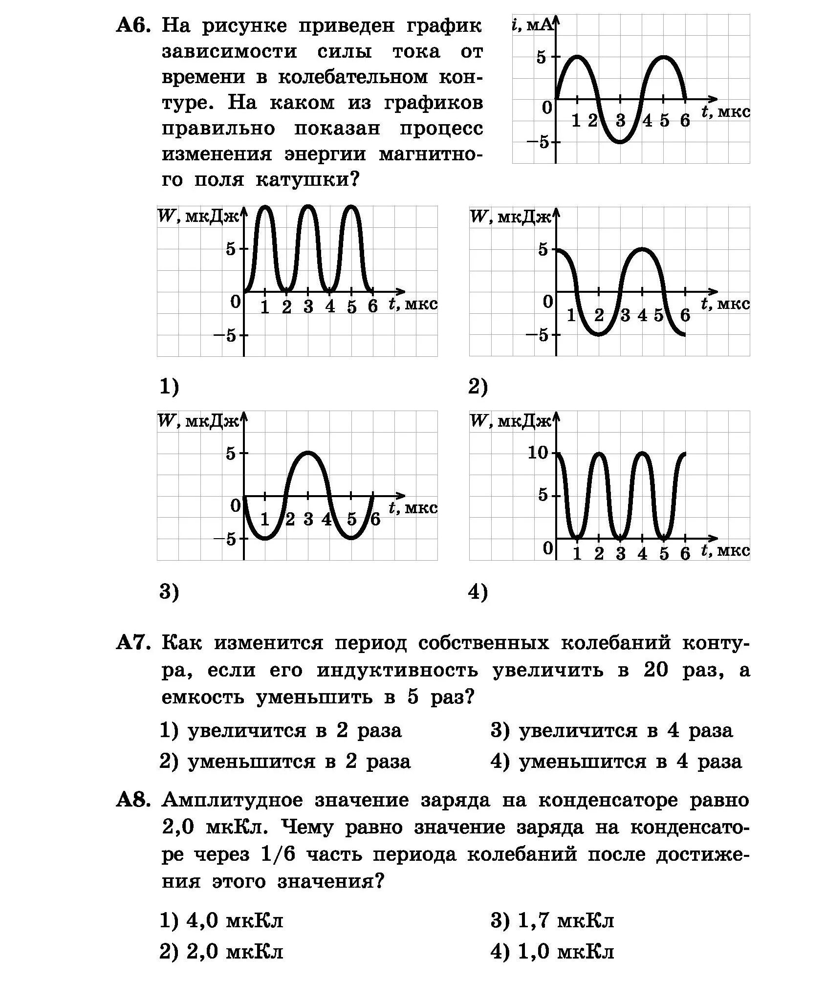 На рисунке приведен график зависимости времени. График изменения энергии магнитного поля катушки. Процесс изменения энергии магнитного поля катушки. График зависимости тока от времени. График зависимости заряда от времени.