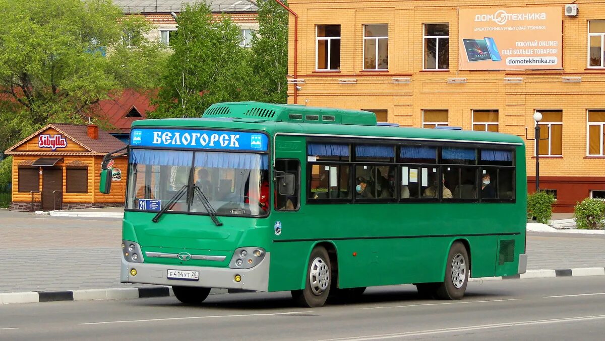 Маршрут автобусов белогорск амурская область. Daewoo bs106. Белогорск автобус Daewoo. Е414. Троллейбус Киров.