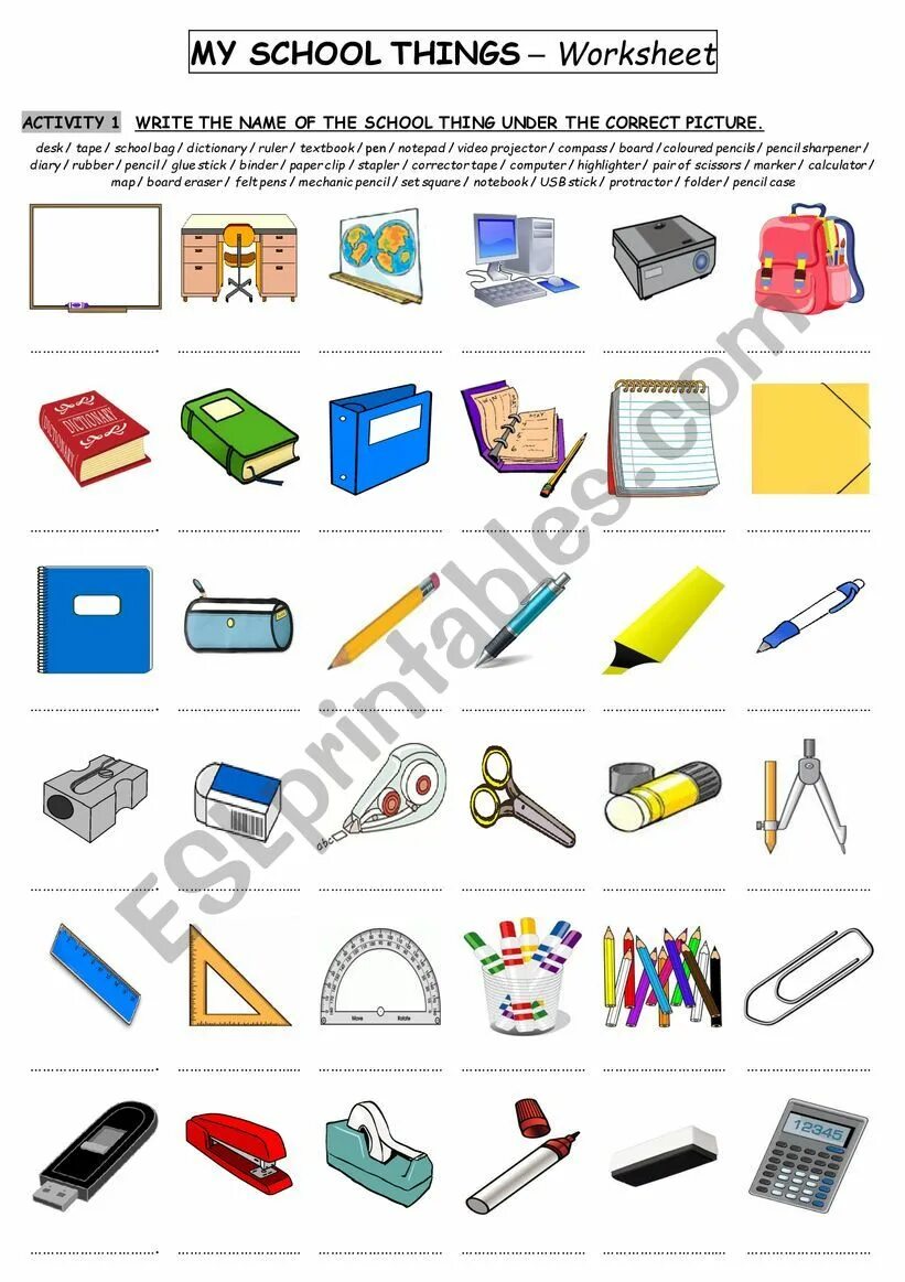 Картинка комнаты School things and Toys. School things Worksheets. Things перевод на русский язык. A lot of School things перевод. Пенал транскрипция