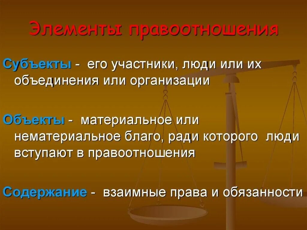 Элементы правоотношений. Понятие и элементы правоотношений. Элементы содержания правоотношения. Элементы структуры правоотношений.