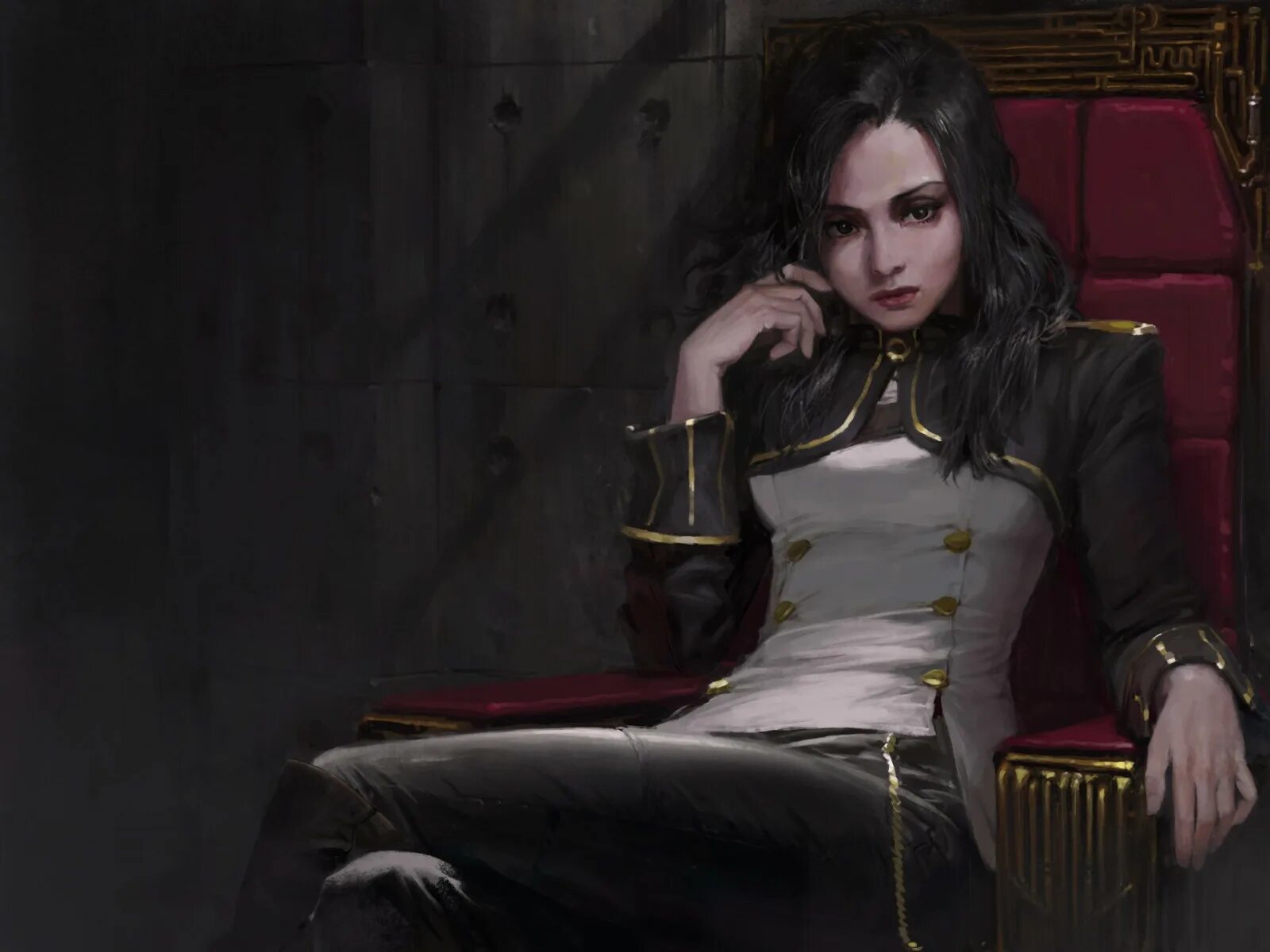Девушка сидит на троне. Park pyeongjun. девушка на троне. девушка на троне арт. девушка на троне фэнтези.