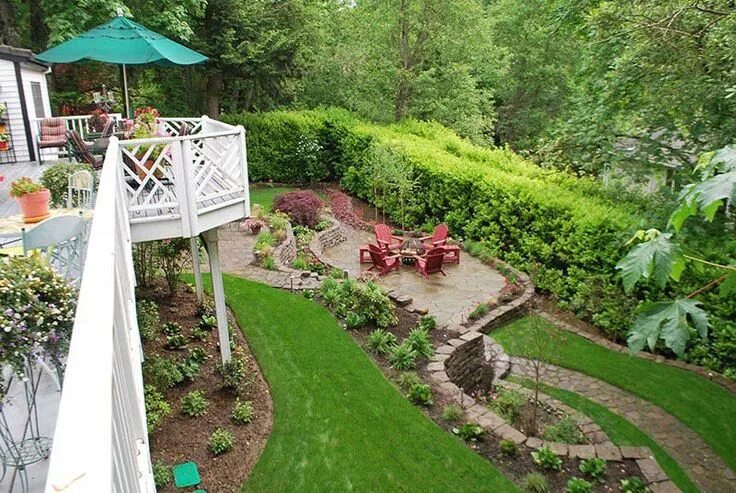 Композиция на подпорных стенках Sloped garden, Garden landscape design, Small co