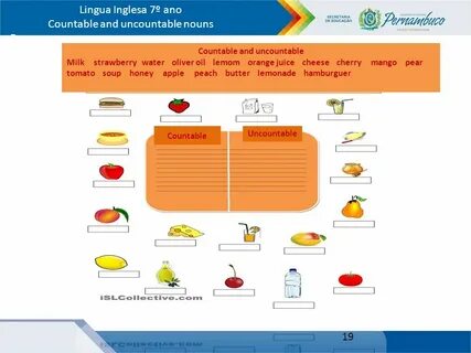 Countable and uncountable nouns 9 grade