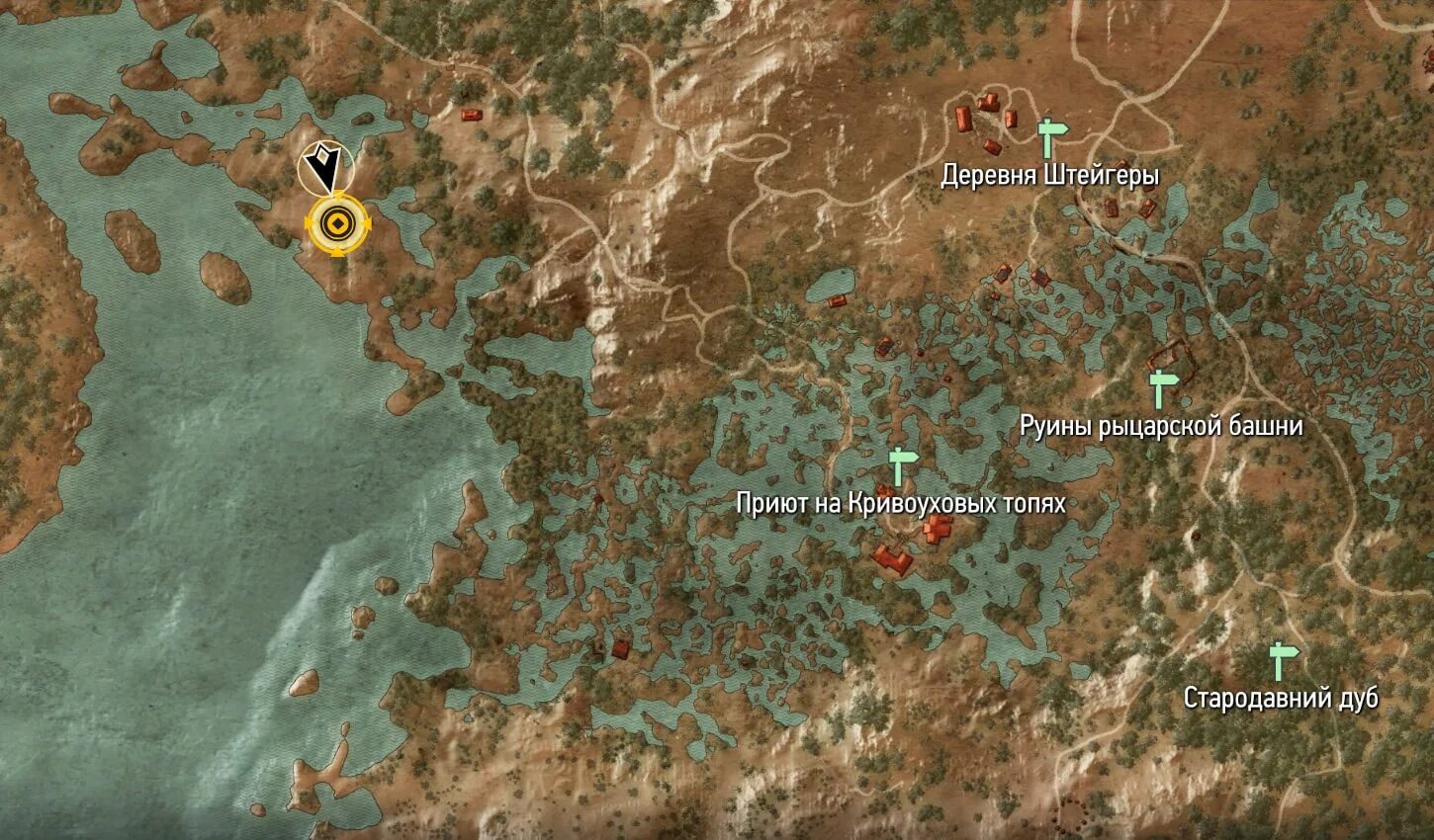 Топи ведьмак 3 на карте. Топи ведьмак 3 на карте. Хижина ворожея ведьмак 3 на карте. Кривоуховых топях ведьмак 3. Карта барона ведьмак 3.