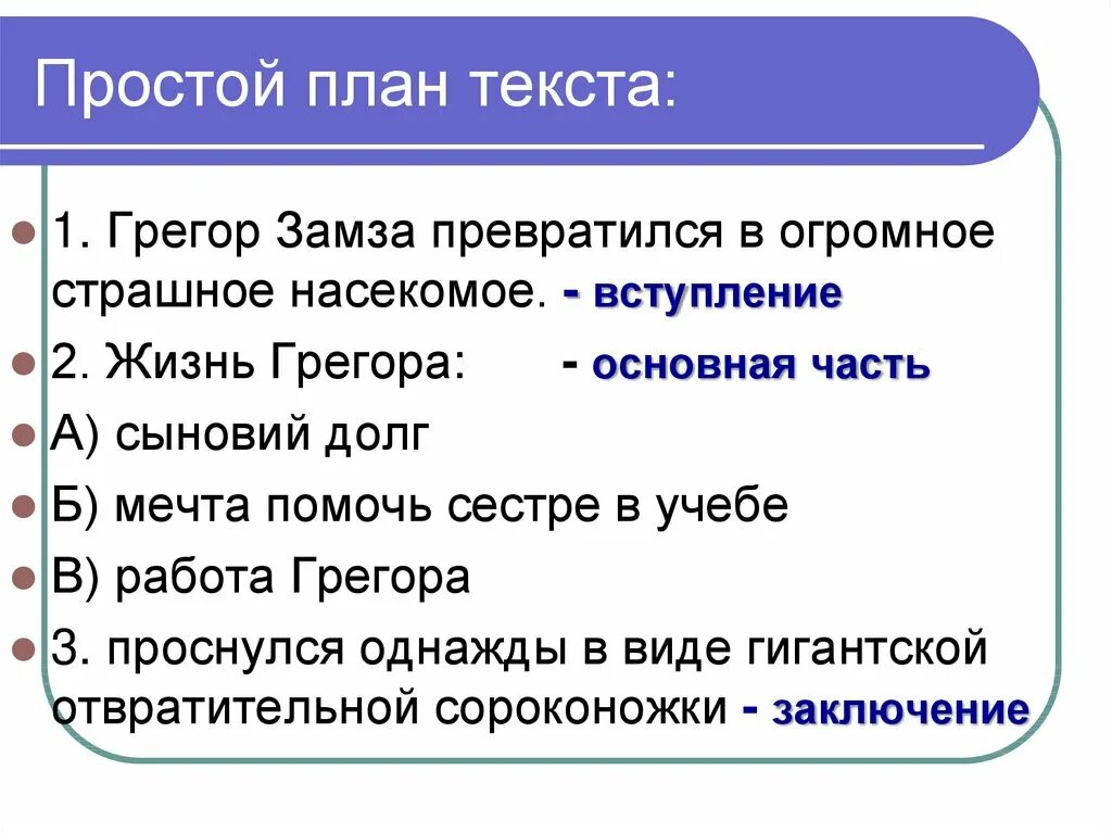 Схема составления плана текста. Простой план текста. Составление простого плана текста. Простой план текста пример.