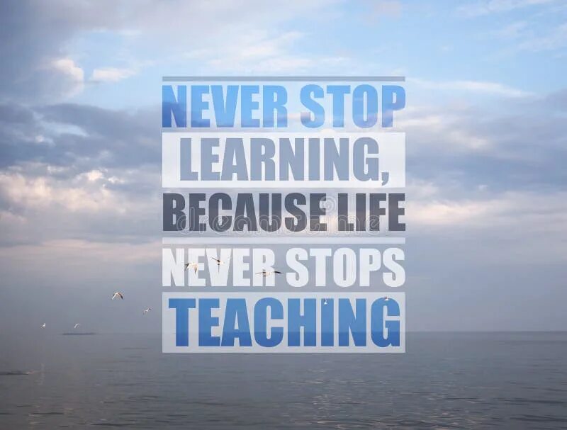Life will never be. Never stop Learning because Life never stops teaching. Gull stop.