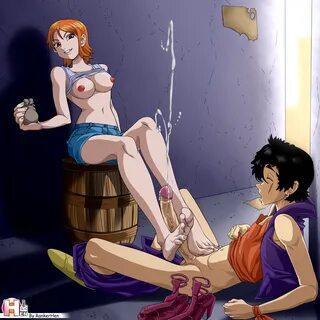 rankerhen, nami, one piece, big penis, breasts, cum, cumshot, feet, female