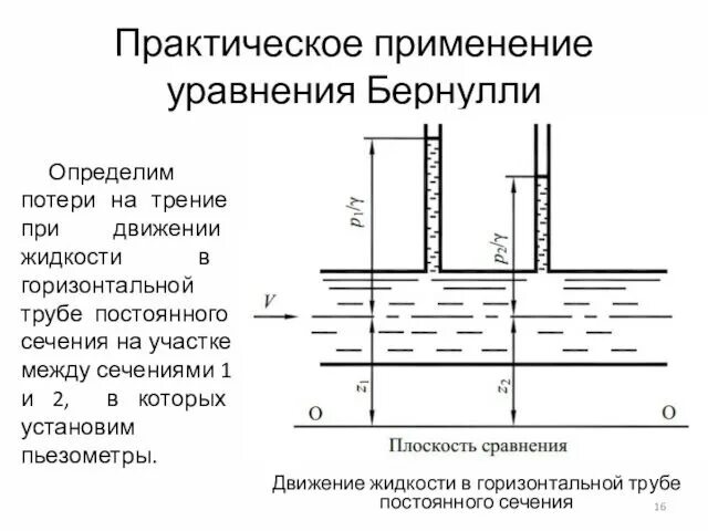 В горизонтальной трубе сечением. Уравнение жидкости в трубопроводе. уравнение движения жидкости в трубе. труба переменного сечения закон бернулли. движение жидкости в самотечном трубопроводе.
