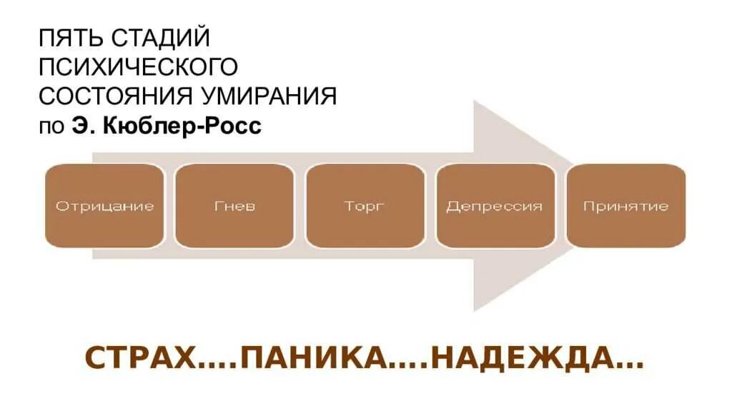 5 признаков горя. Кюблер-Росс 5 стадий принятия неизбежного. Модель Кюблер Росс 5 стадий. Элизабет Кюблер-Росс 5 стадий горя. Пять стадий психического состояния.