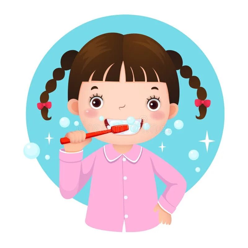 I wash and clean my teeth. Чистим зубы!. Мультяшная девочка чистит зубы. Ребенок чистит зубы. Чистить зубы иллюстрация.