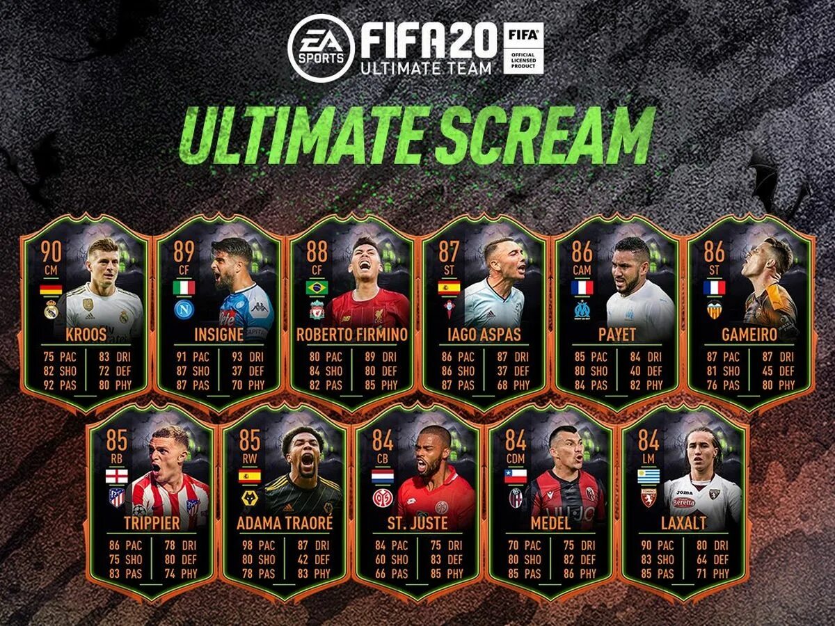 ФИФА 20 ультимейт тим. Футболисты Ultimate Team карточки. Scream команда в ФИФА 18. Scream Team ФИФА мобайл 21. Игрок с максимальным талантом 19