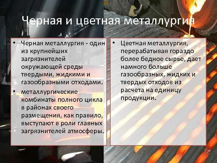 Что является сырьем для черной металлургии. Отходы черной металлургии анализ. Характеристика основных загрязнителей черной и цветной металлургии.