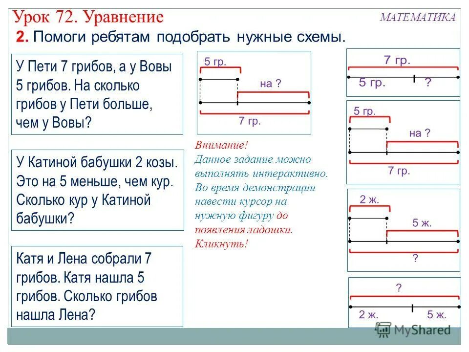 У пети 3 открытки а у тани. Задача Лена нашла 5 грибов.