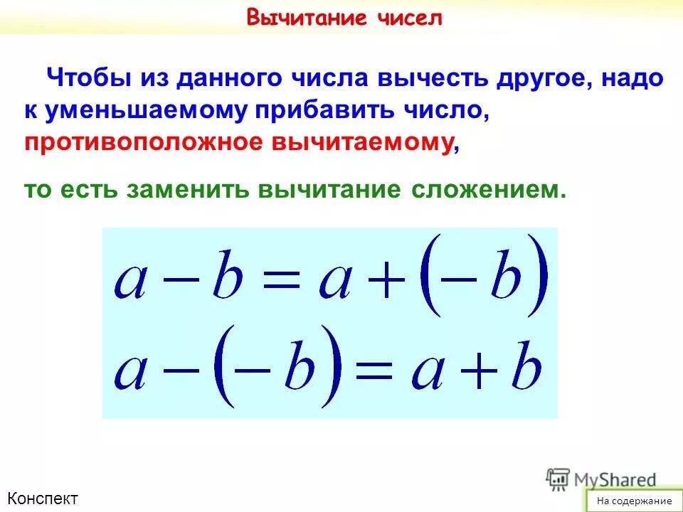 Решение примеров отрицательные и положительные