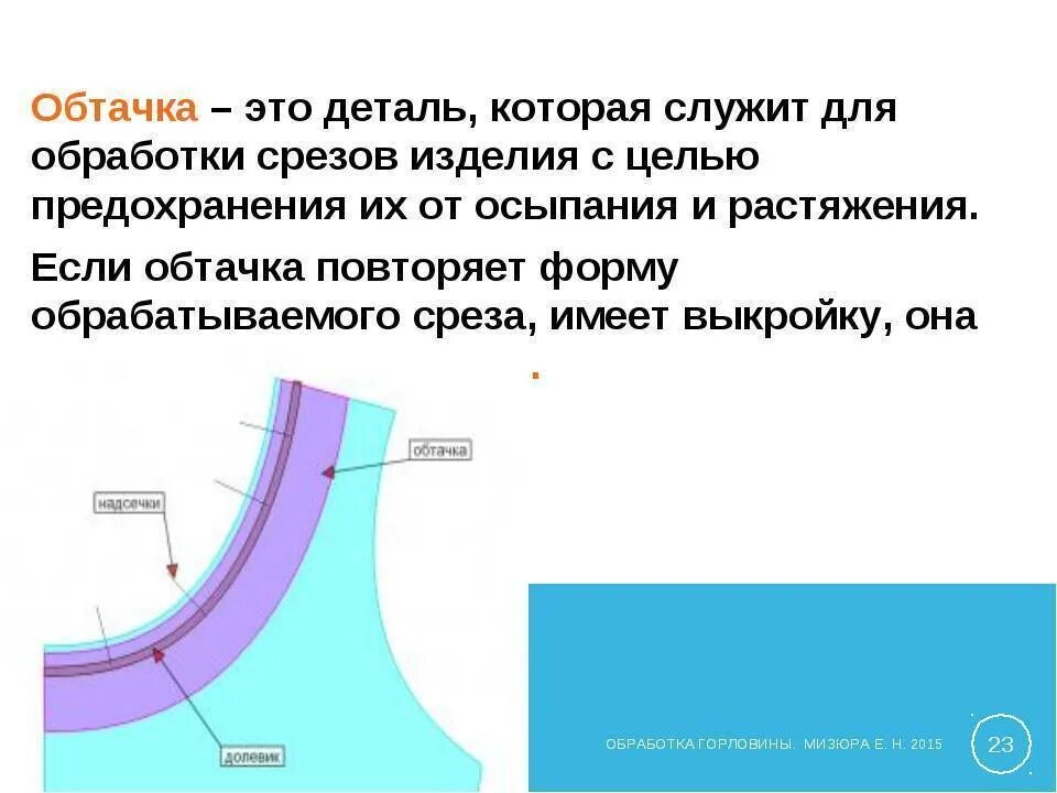 Срезы обтачек. Обработка горловины подкройной обтачкой. Название срезов обтачки горловины. Технология обработки срезов подкройной обтачкой. Обработка среза горловины обтачкой.