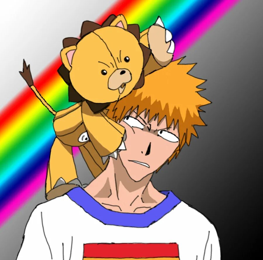 Ичиго и кон. Bleach Kon Ichigo.. Накаченный кон Блич.