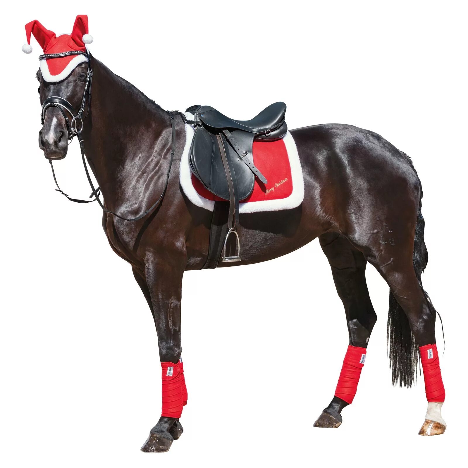 новогодняя амуниция для лошади. конное снаряжение. красный вальтрап. попона eskadron. попона-вальтрап новогодняя.