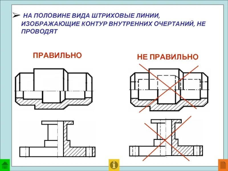 Какое изображено соединение. Соединение половины вида и половины разреза. соединение вида и разреза на чертеже. половина вида и половина разреза на чертеже. соединение вида с разрезом выполнено правильно на чертеже.