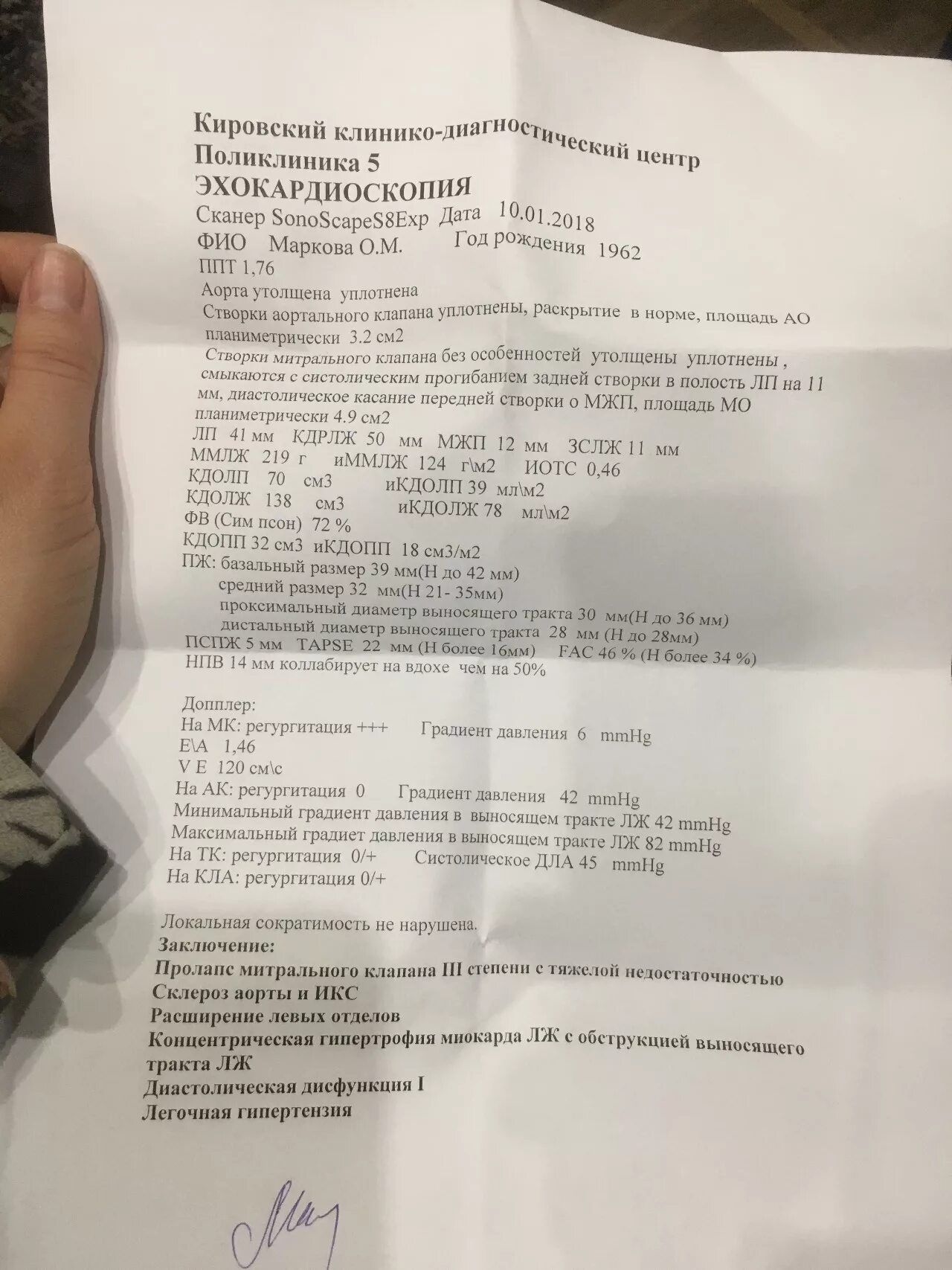 Ментальный клапан. Пролапс митрального клапана заключение.