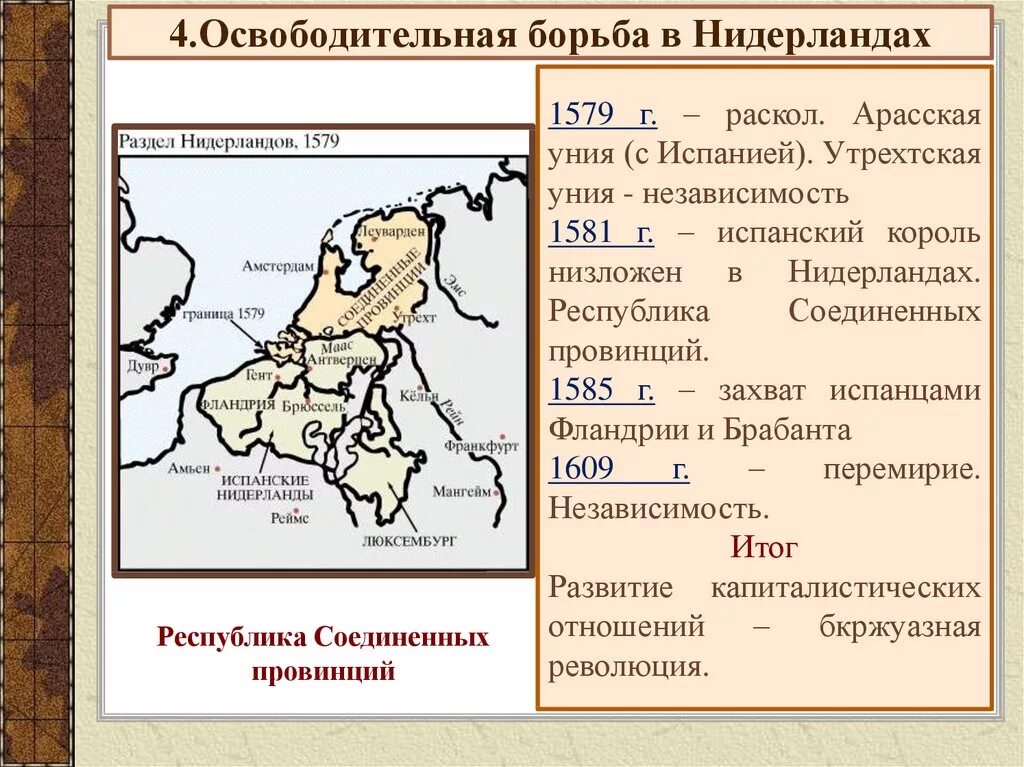 Освободительной борьбы нидерландов против испании. Республика Соединенных провинций в Нидерландах освободительная. 1579 Утрехтская уния. 1579 Г. − Утрехтская уния.