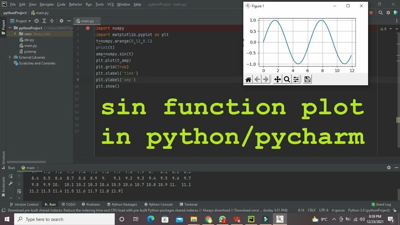Sin в питоне. Синус в python. синусоида в питоне. график 13*sin(x) в питоне.
