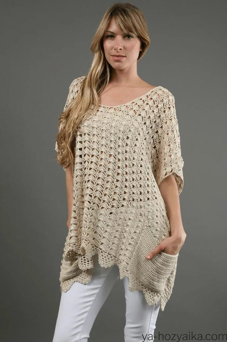 Вязание своими руками самое интересное для женщин. Вязаная туника. Оригинальные вязаные вещи. Туника крючком. Необычные вязаные туники.