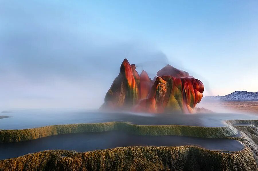 Гейзер флай в пустыне блэк-рок, сша. Красота земли. Гейзер флай, сша. Необычные пейзажи. Гейзер штат невада.