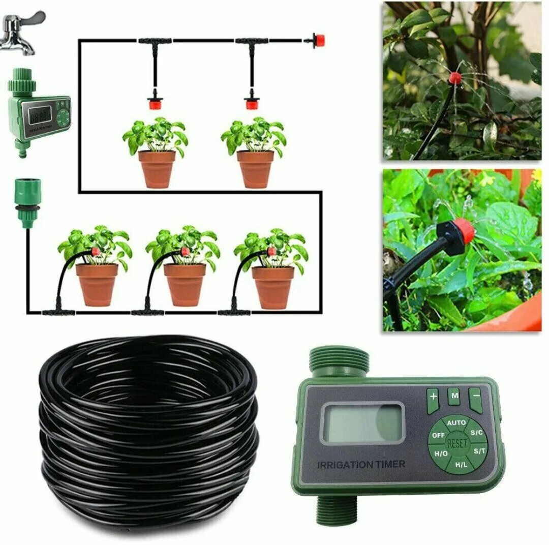 Система капельного полива с таймером. Automatic Drip Irrigation System. Automatic Water Drip Irrigation. Автоматика автополив 3/4. Системы автоматического полива купить