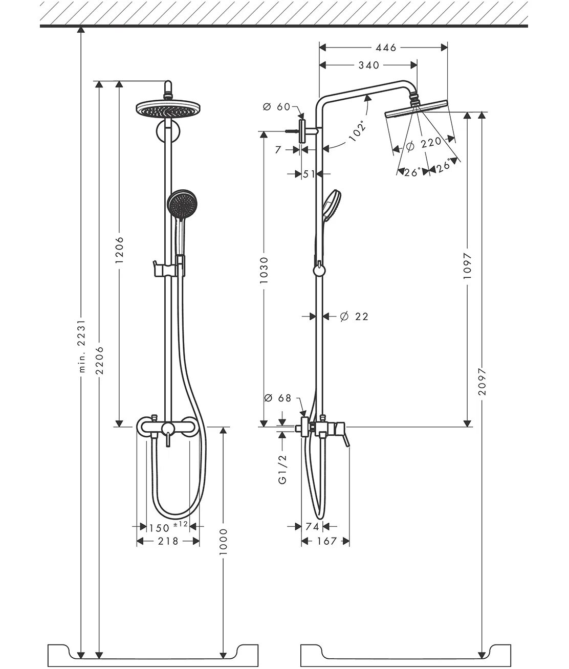 Душевая стойка Hansgrohe Croma 220 Showerpipe 27222000. Hansgrohe Croma 220 Showerpipe. Hansgrohe Croma 220. Croma Showerpipe 220.