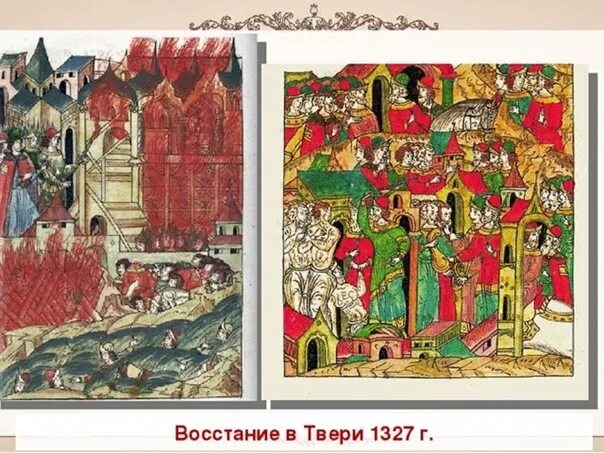 В каком году было восстание твери. Восстание в Твери 1327. Восстание в Твери 1327 миниатюра. Чолхан восстание в Твери. Антиордынского Восстания в Твери в 1327 г..