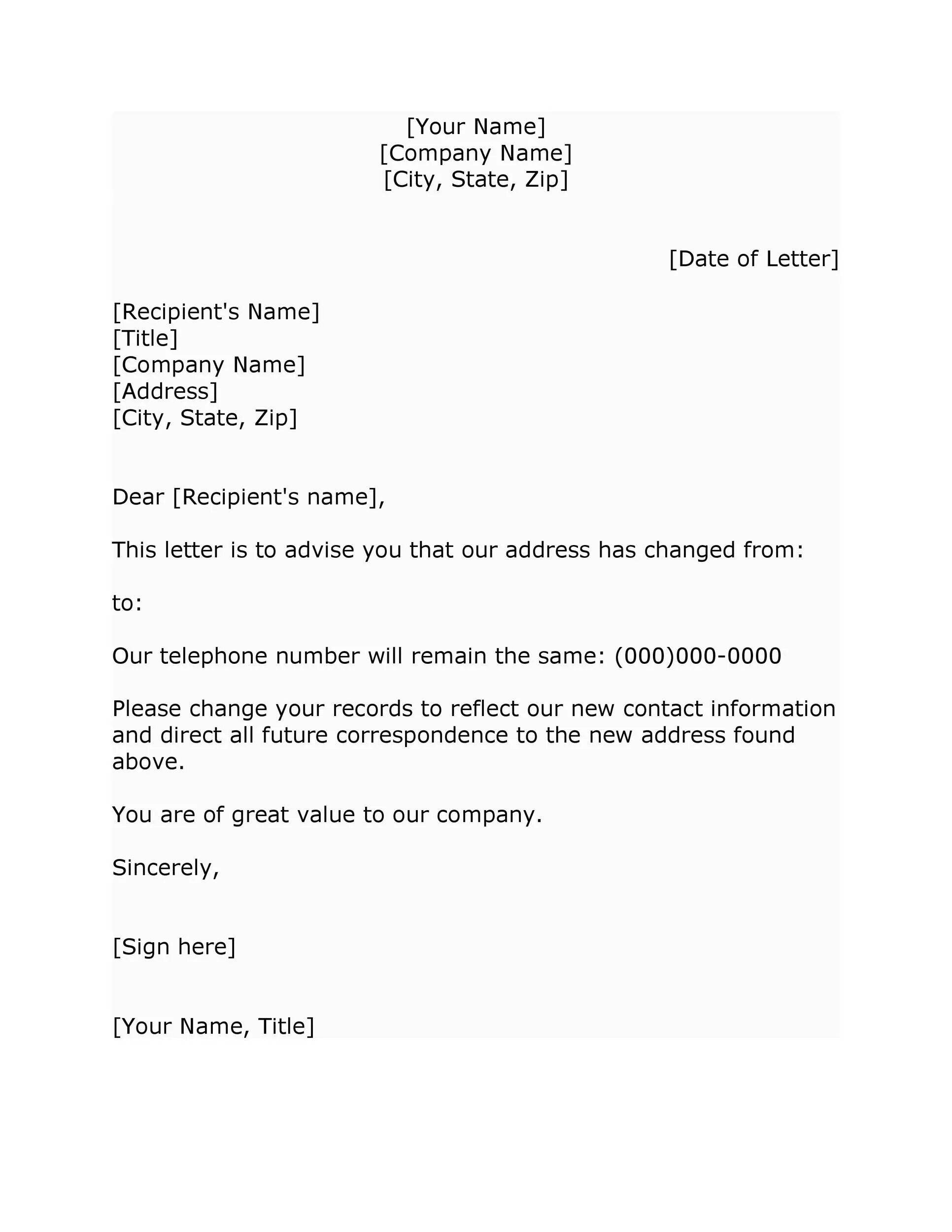 Request to change address. Notification letter. change address. bank details change letter.