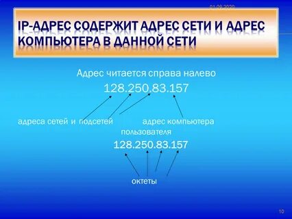 Сетевой адрес содержит информацию