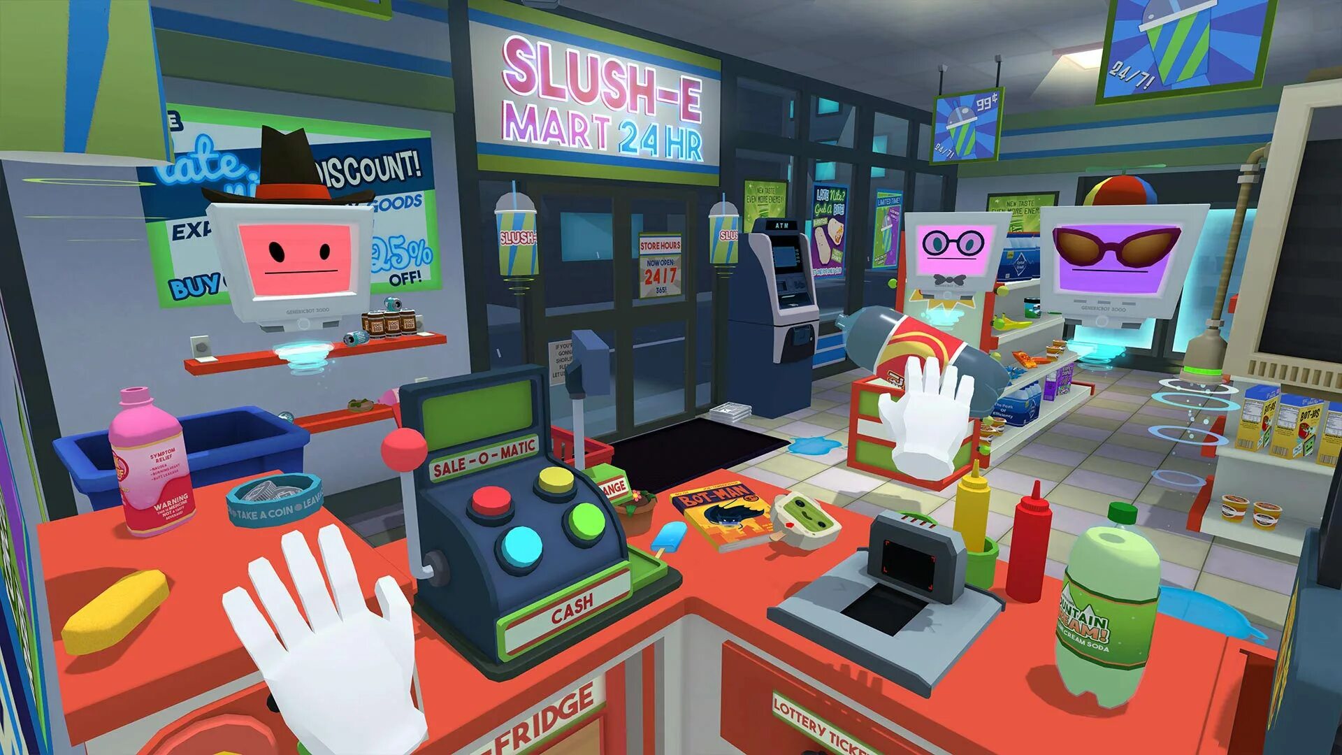 Как называется симулятор где. Джоб симулятор ВР. VR игра job Simulator. PS VR job Simulator. VR PLAYSTATION 4 job Simulator.