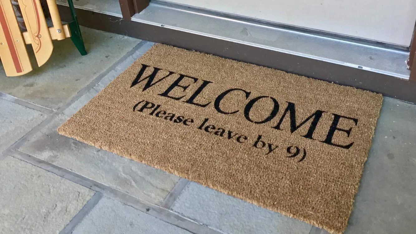 Please leave a like. Doormat writing. please welcome. please leave by 9. doormat wallpaper.