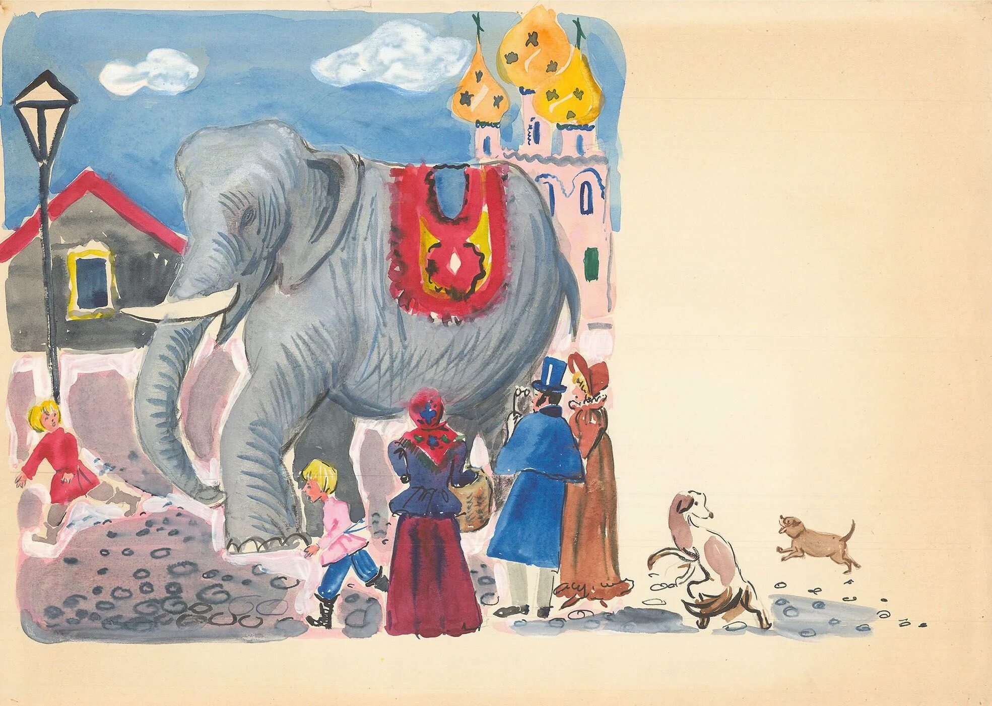 Басня слон и моська Крылов. Иллюстрация к басне слон и моська. Рисунок к басне Крылова слон и моська.