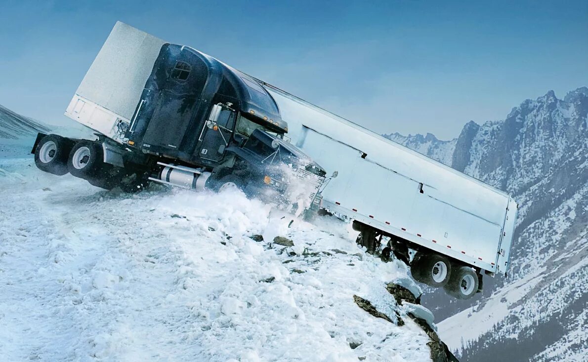 Зимний грузовик. Ice Road Truckers. Грузовик в снегу. Фура зимой.