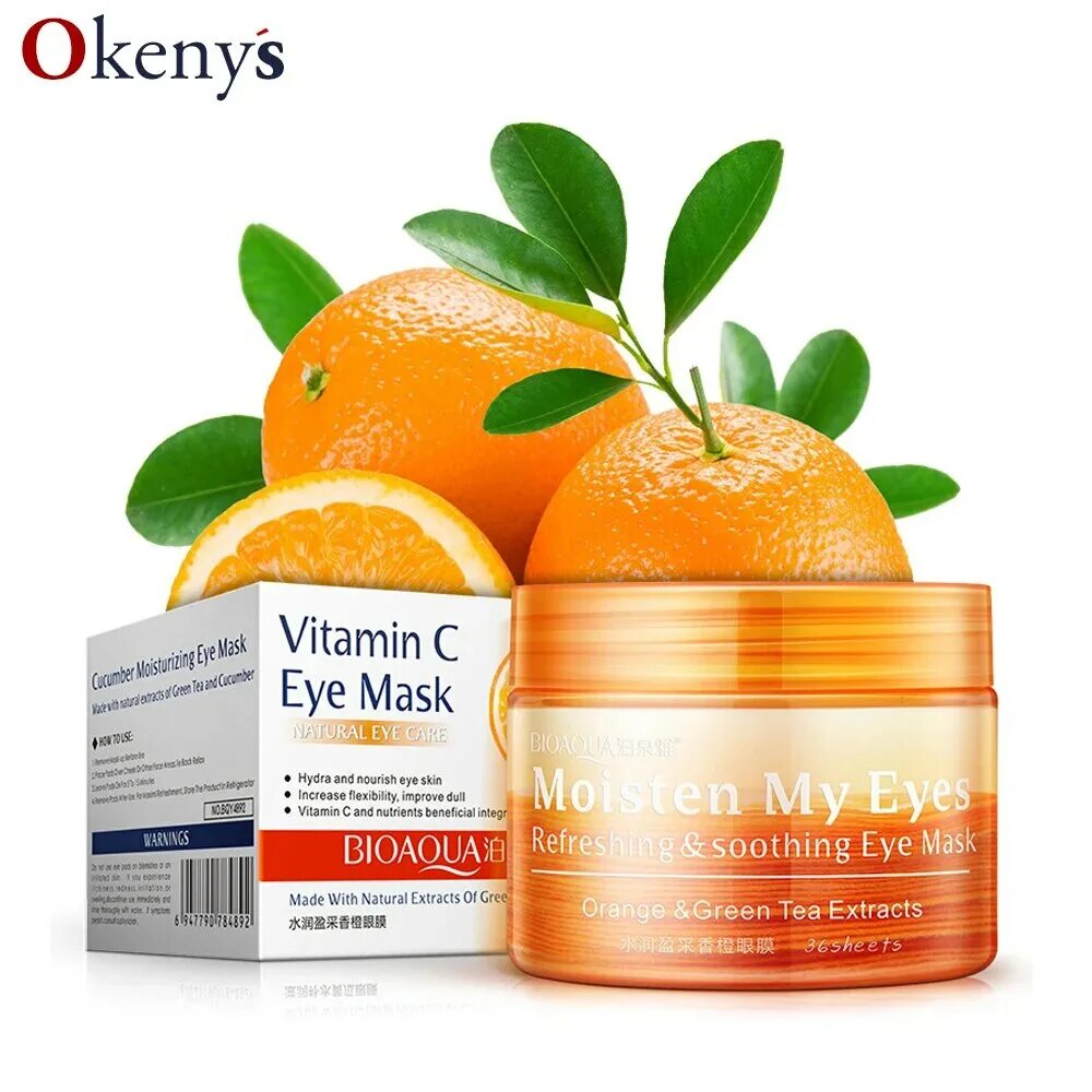 Патчи BIOAQUA "Orange & Green Tea extracts Eye Mask" 36 шт. Orange Eye Mask BIOAQUA. Маска с витамином с БИОАКВА. BIOAQUA маска для лица апельсин.