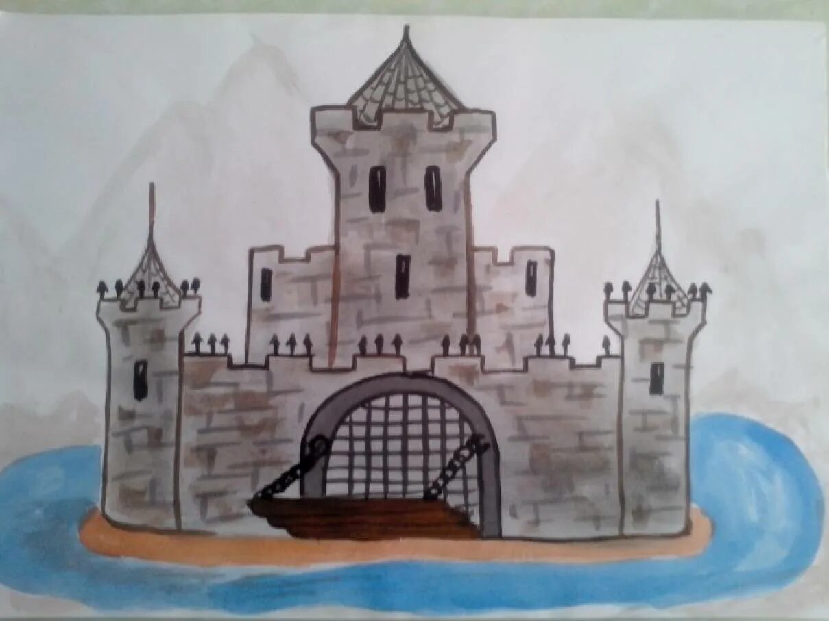 Замок 7 класс. Замок рисунок. Замок рисунок карандашом. Замок изо. Замок рисунок для детей.