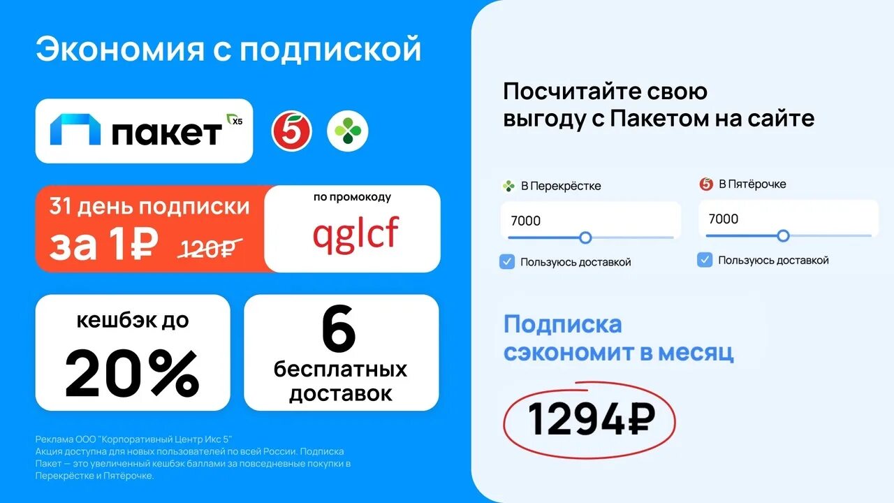 Промокод на подписку пакет x5. Пакет Пятерочка подписка. Промокод на подписку пакет Пятерочка. Перекресток пакет подписка за 1 рубль.